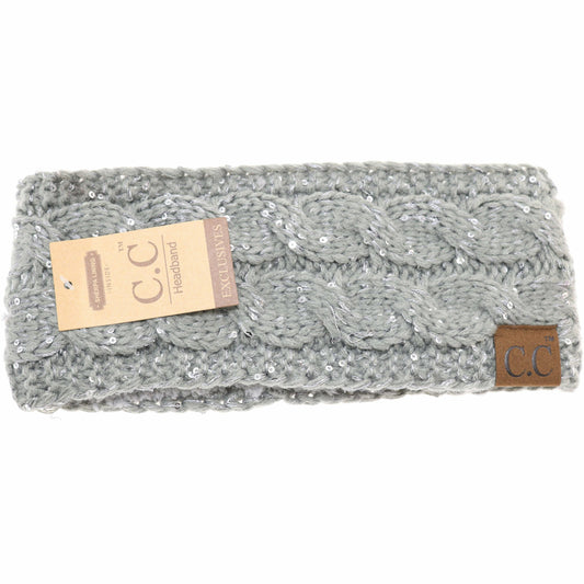 Sequin CC Headwrap: Natural Grey