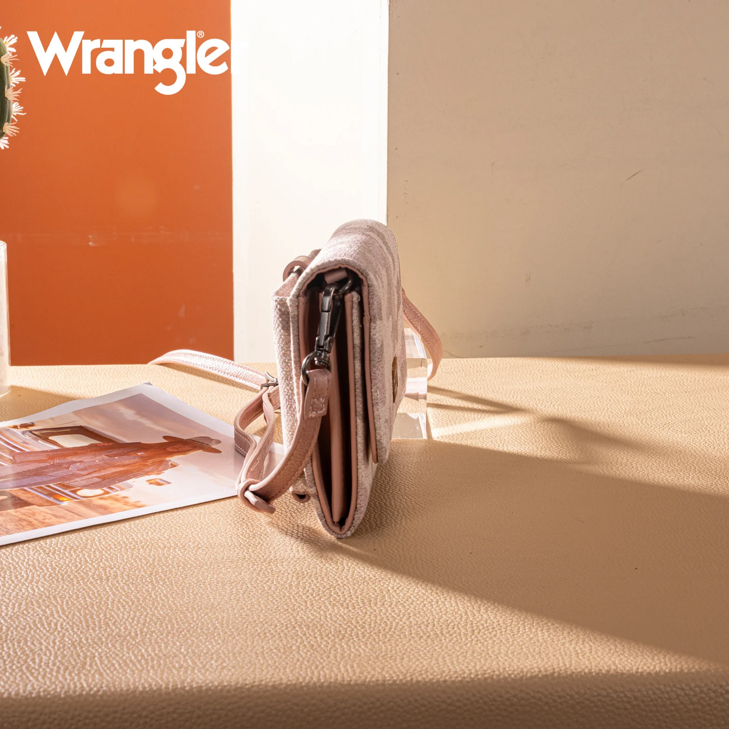 Wrangler Camo Print Canvas Clutch/Crossbody - PINK