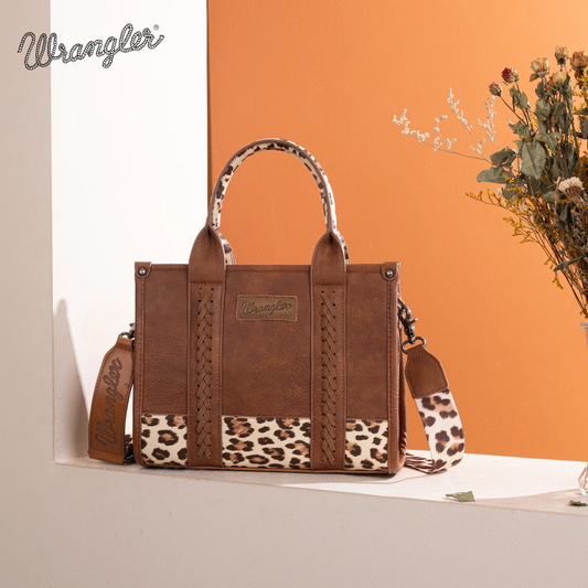 Wrangler Leopard Print Concealed Carry Tote/Crossbody - LEOPARD&BROWN
