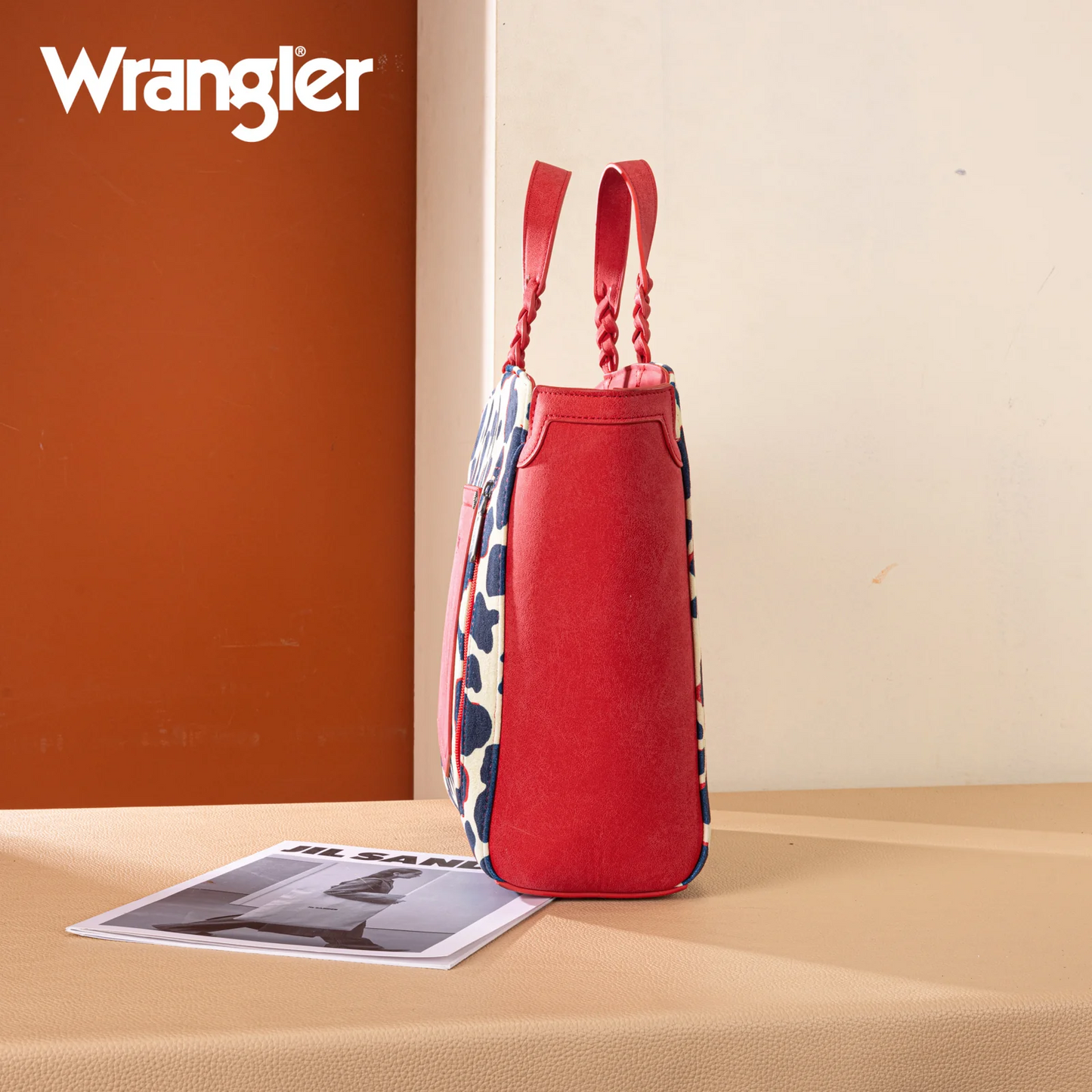 Wrangler Cow Print Concealed Carry Tote/Crossbody - RED