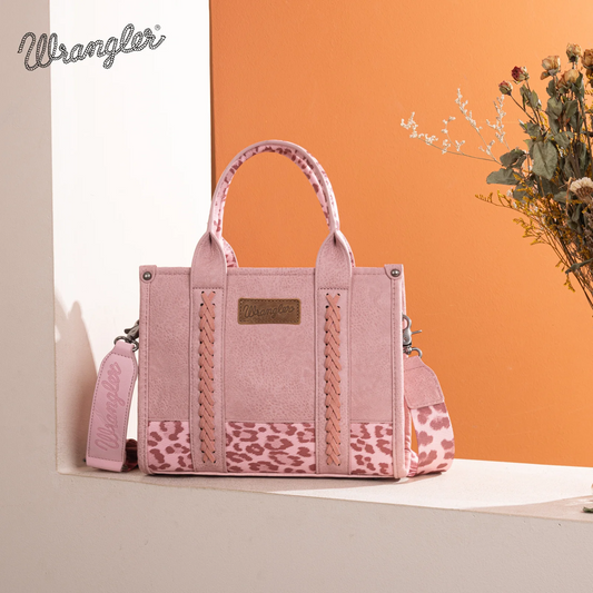 Wrangler Leopard Print Concealed Carry Tote/Crossbody - PINK