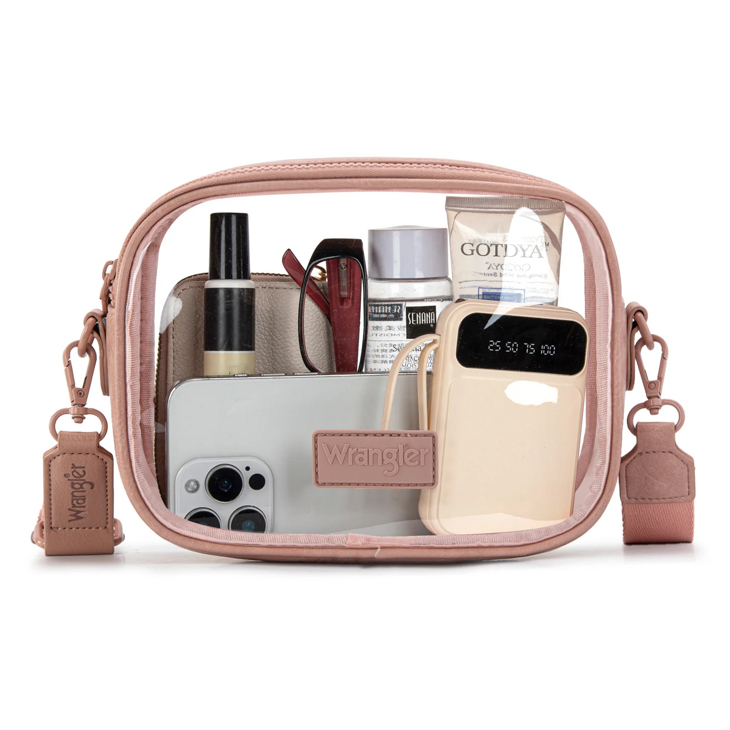 Wrangler Clear Crossbody Bag/Stadium Bag - DARK PINK