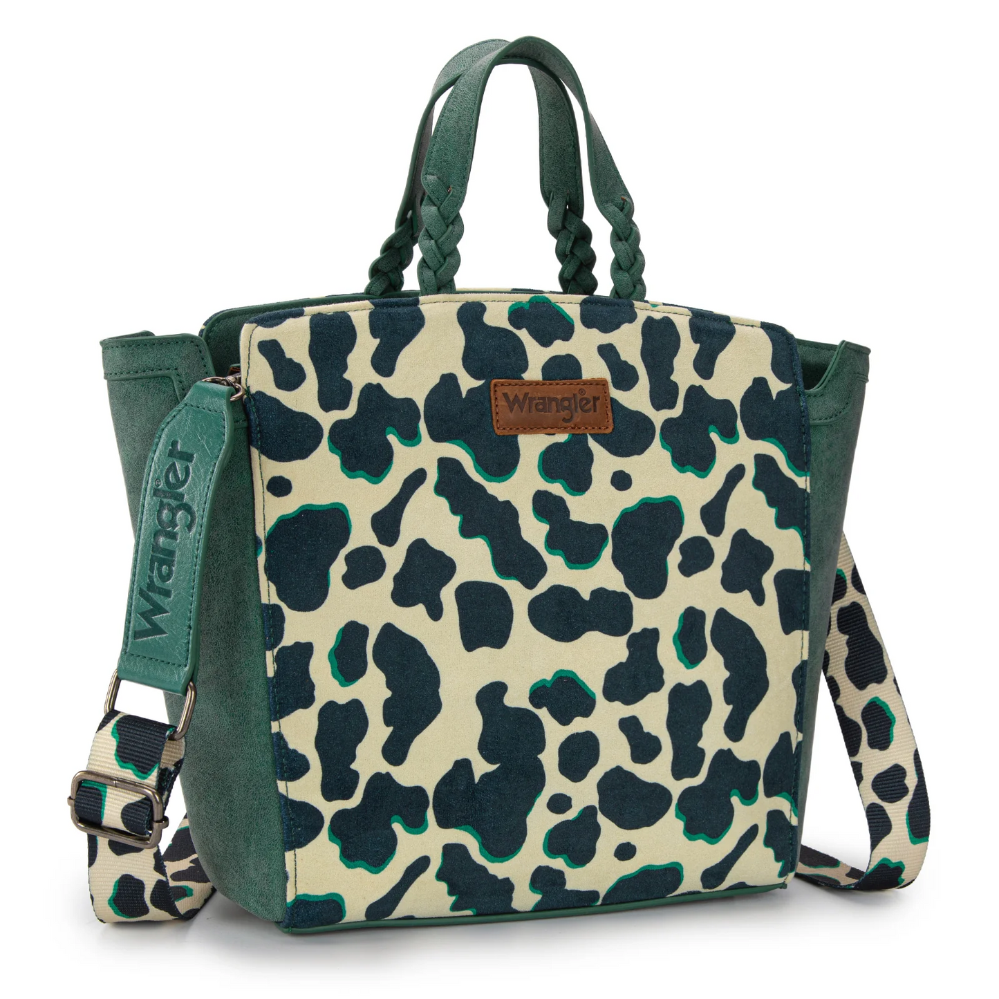Wrangler Cow Print Concealed Carry Tote/Crossbody- DARK TURQUOISE