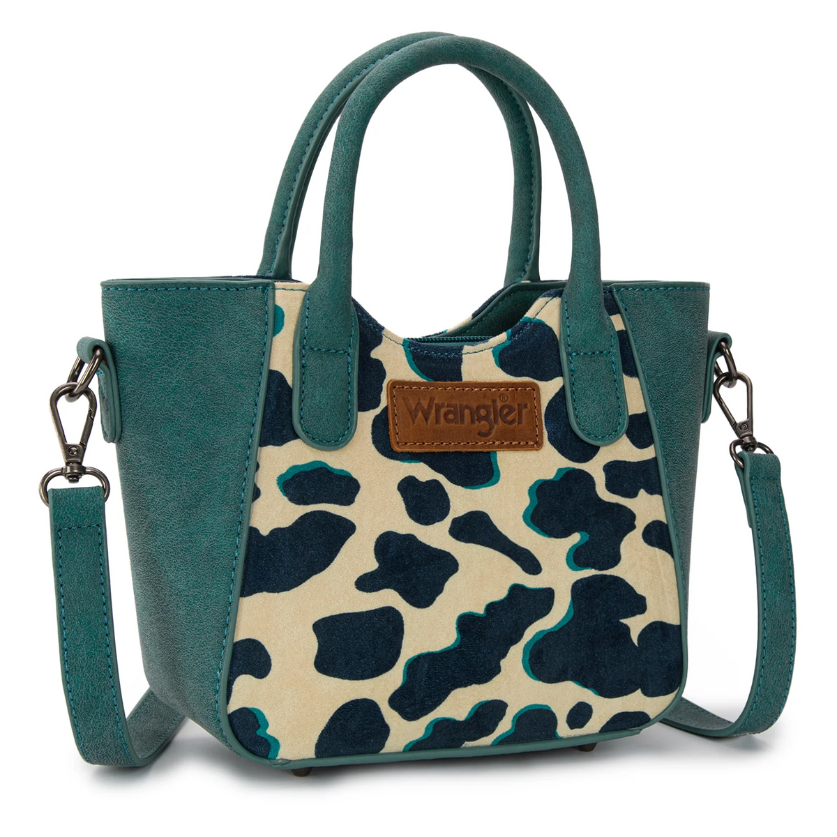 Wrangler Cow Print Mini Tote/Crossbody - DARK TURQUOISE