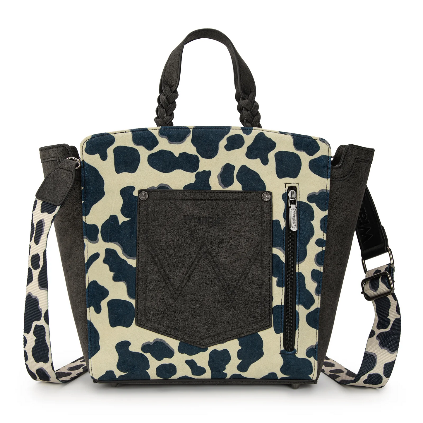 Wrangler Cow Print Concealed Carry Tote/Crossbody - BLACK