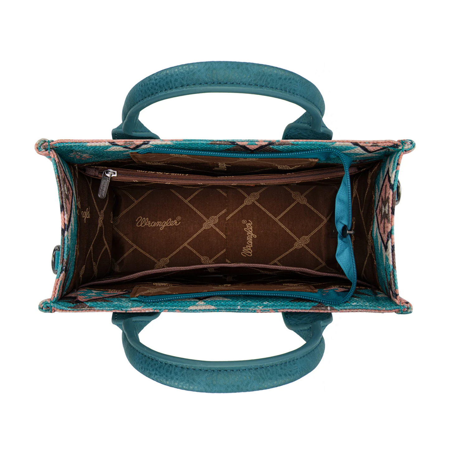 Wrangler Aztec Pattern Dual Sided Print -Tote/Crossbody - TURQUOISE