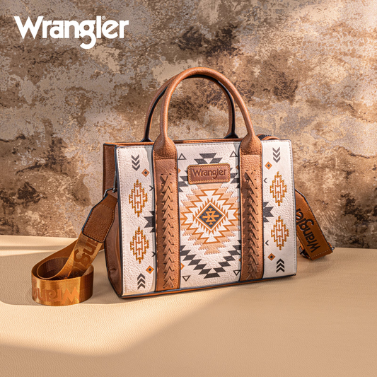 Wrangler Aztec Pattern Print Tote/Crossbody - TAN