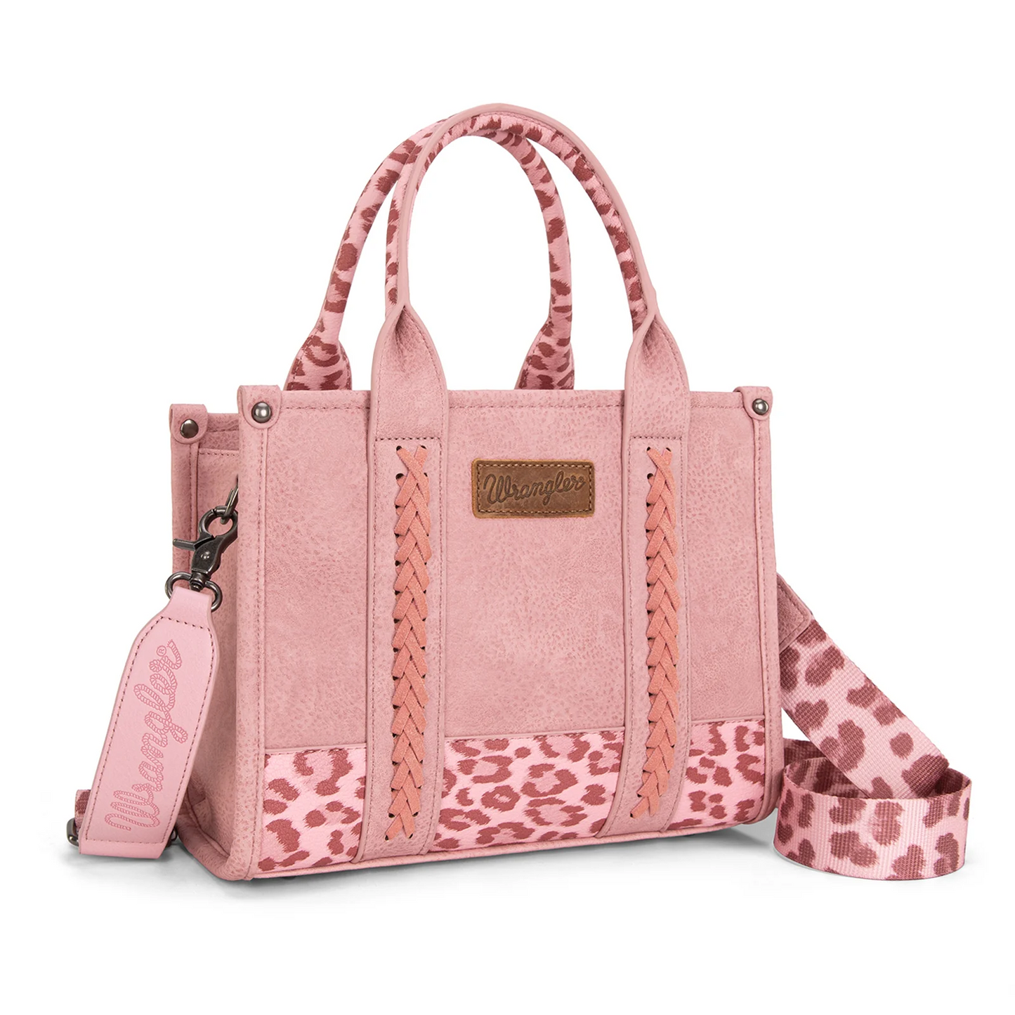 Wrangler Leopard Print Concealed Carry Tote/Crossbody - PINK