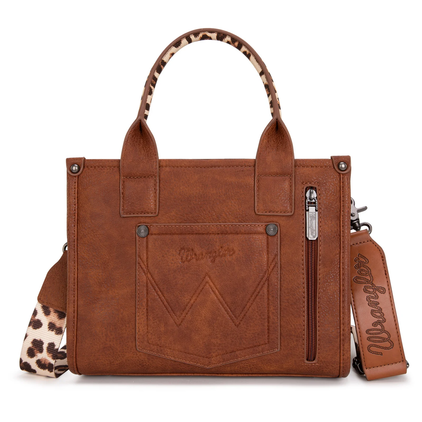 Wrangler Leopard Print Concealed Carry Tote/Crossbody - LEOPARD&BROWN