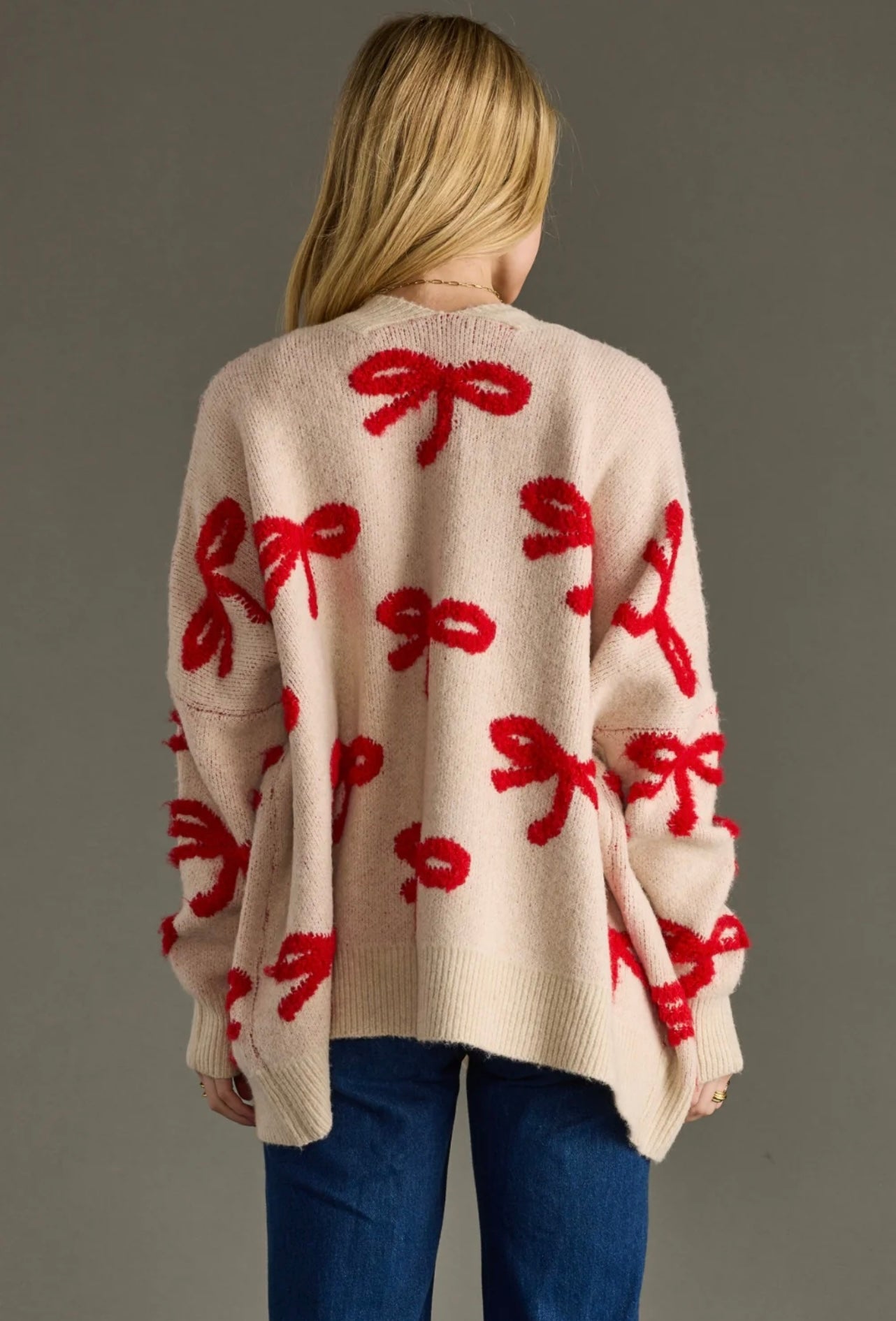 BOW CARDIGAN - RED
