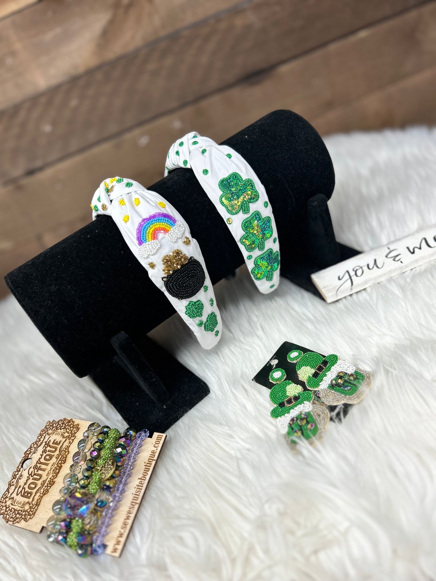 St. Patrick’s Beaded Knot Statement Headband