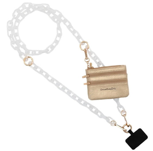 Clip & Go Ice Chain with Pouch White Chain/Golden Pouch