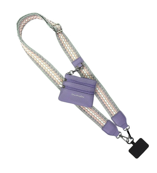 Clip & Go Strap w/Zippered Pouch Fun Dots Grey/Pink
