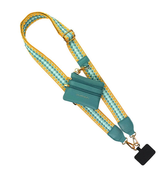 Clip & Go Strap w/Zippered Pouch Fun Dots Mustard/Aqua