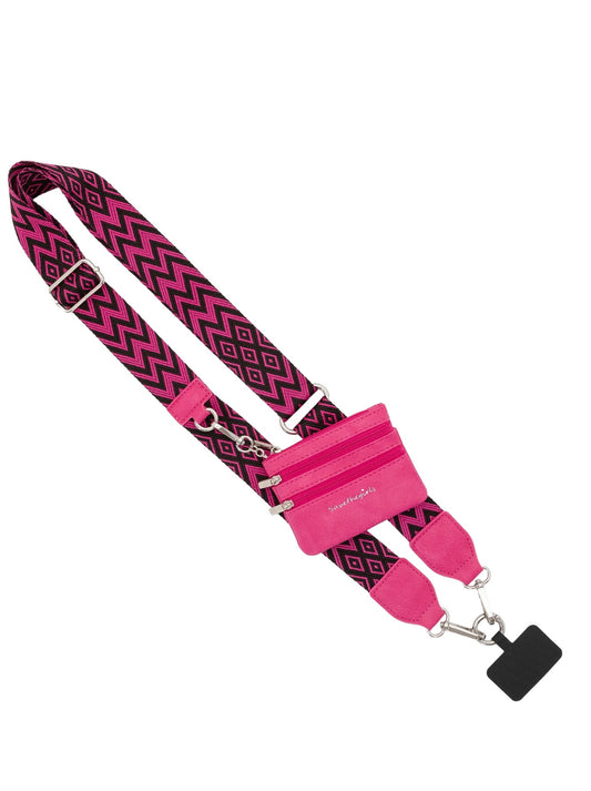Clip & Go Strap with Pouch Chevron/Diamond Hot Pink/BLK