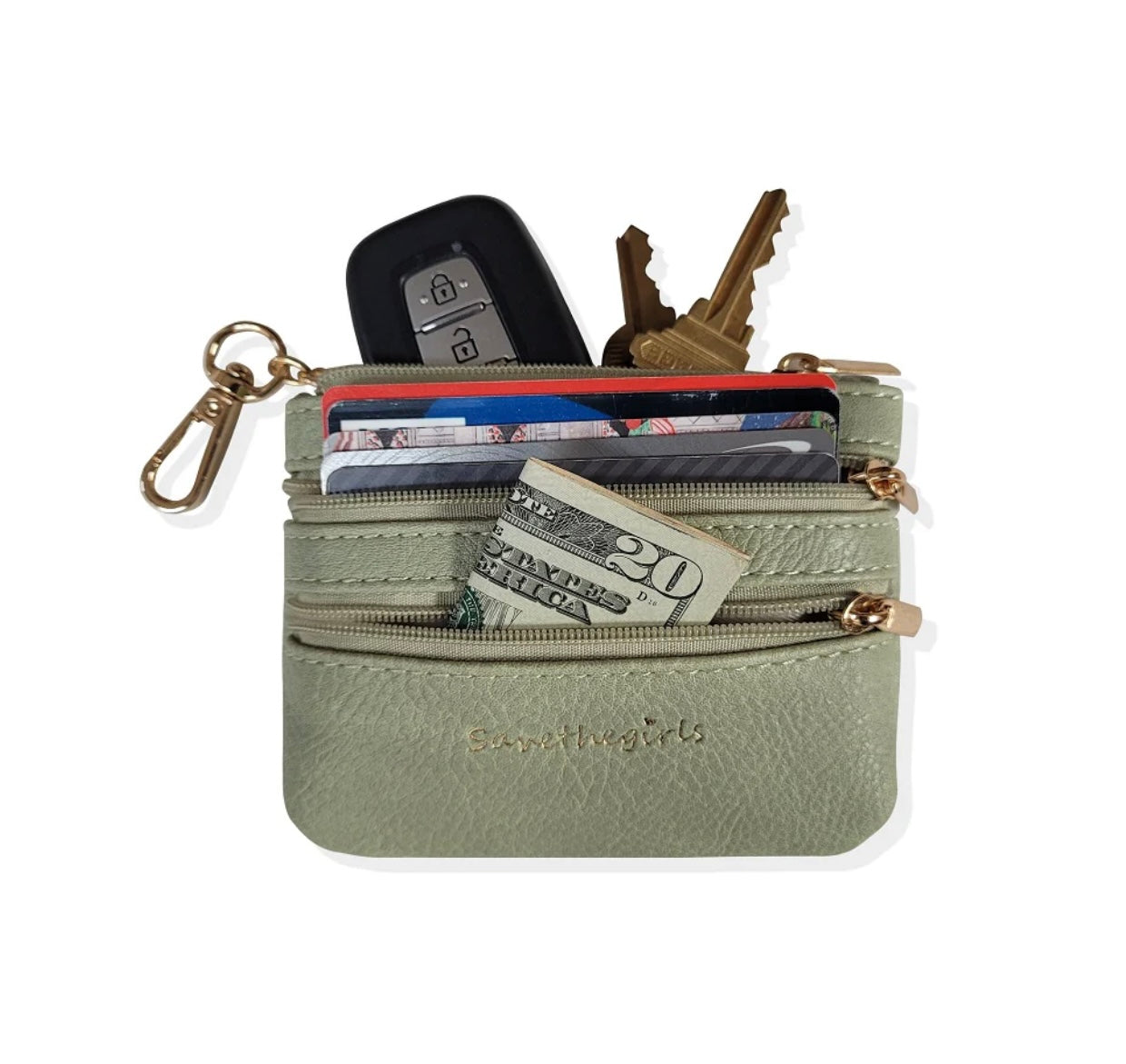 Clip & Go Strap w/Zippered Pouch Green/Purple Pattern
