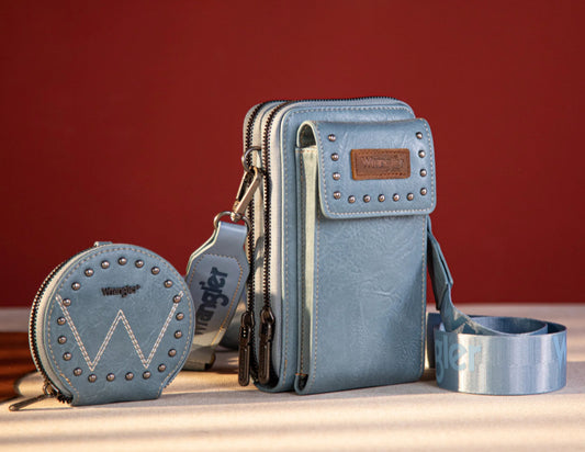 Wrangler Crossbody Cell Phone Purse/Coin Pouch -Jean