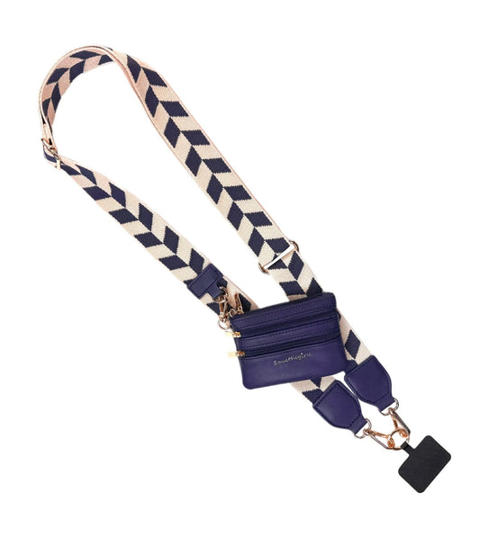 Clip & Go Strap w/Zippered Pouch Chevron Navy & Cream