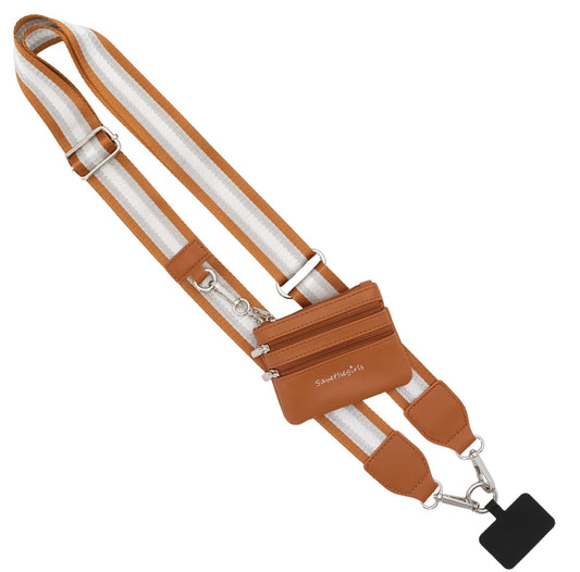 Clip & Go Strap with Pouch - Stripe Collection Copper/Silver/White