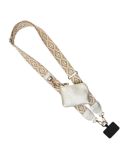Clip & Go Strap w/RFID Pouch Diamond Pattern Brown