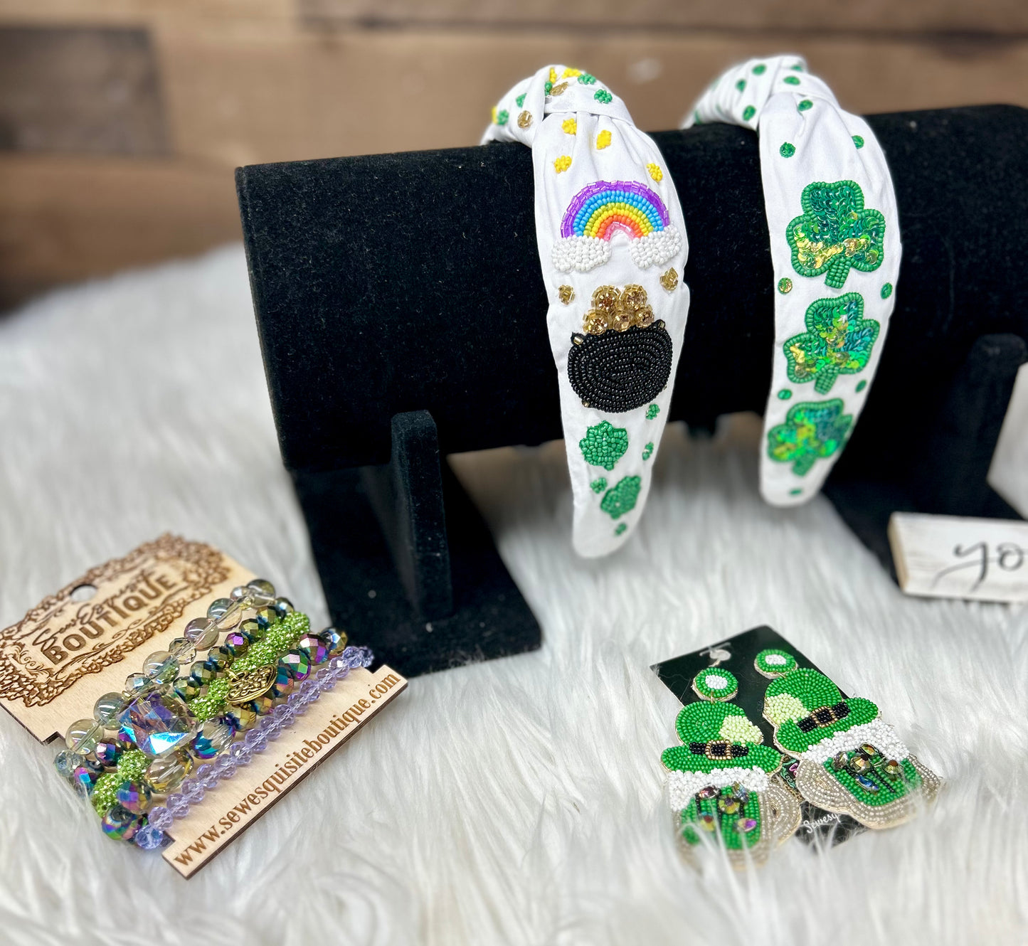 St. Patrick’s Beaded Knot Statement Headband