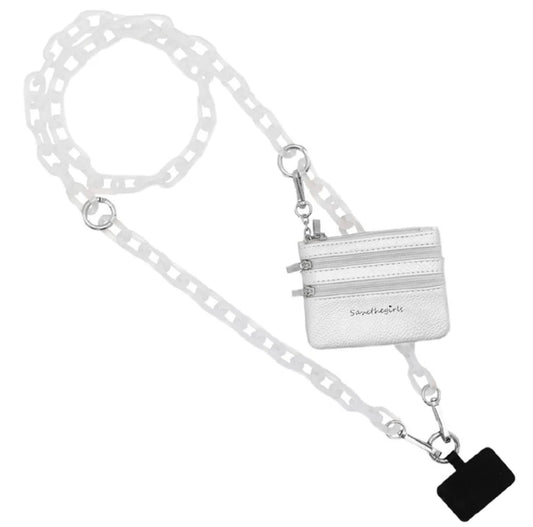 Clip & Go Ice Chain with Pouch White Chain/Silver Pouch