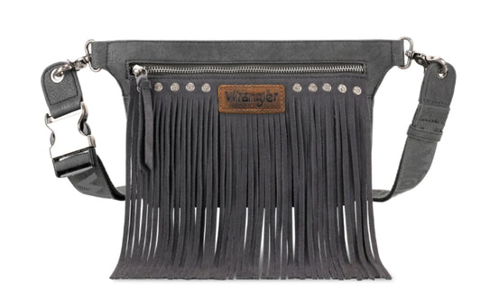 Wrangler Fringe Fanny Pack Belt Bag Sling Bag - Grey