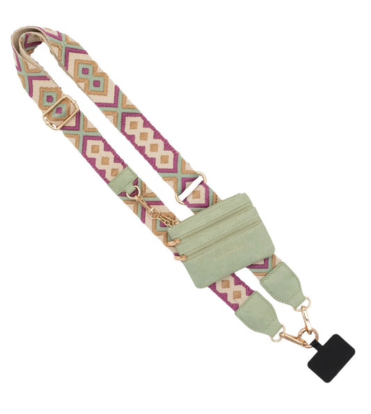 Clip & Go Strap w/Zippered Pouch Green/Purple Pattern