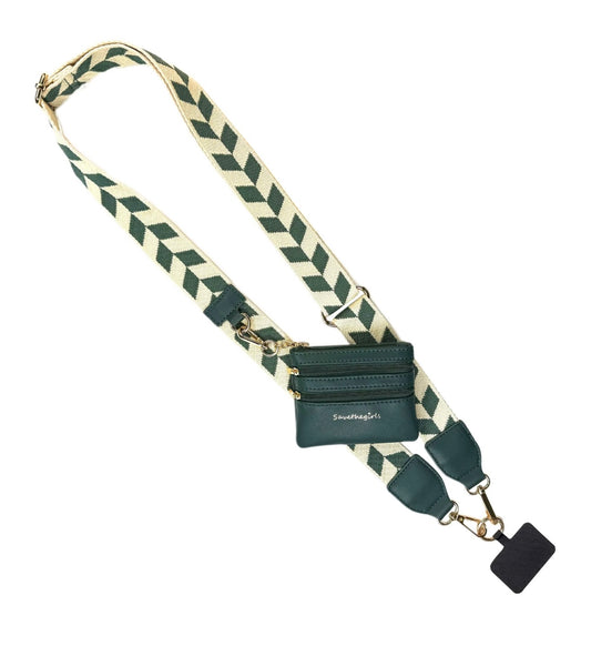 Clip & Go Strap w/Zippered Pouch Chevron Green/Cream