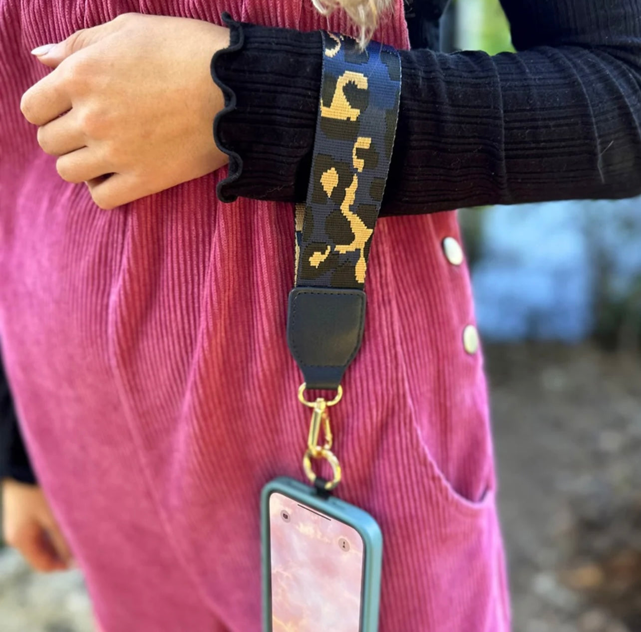 Clip & Go Strap with Pouch - Leopard Collection Navy/Brown