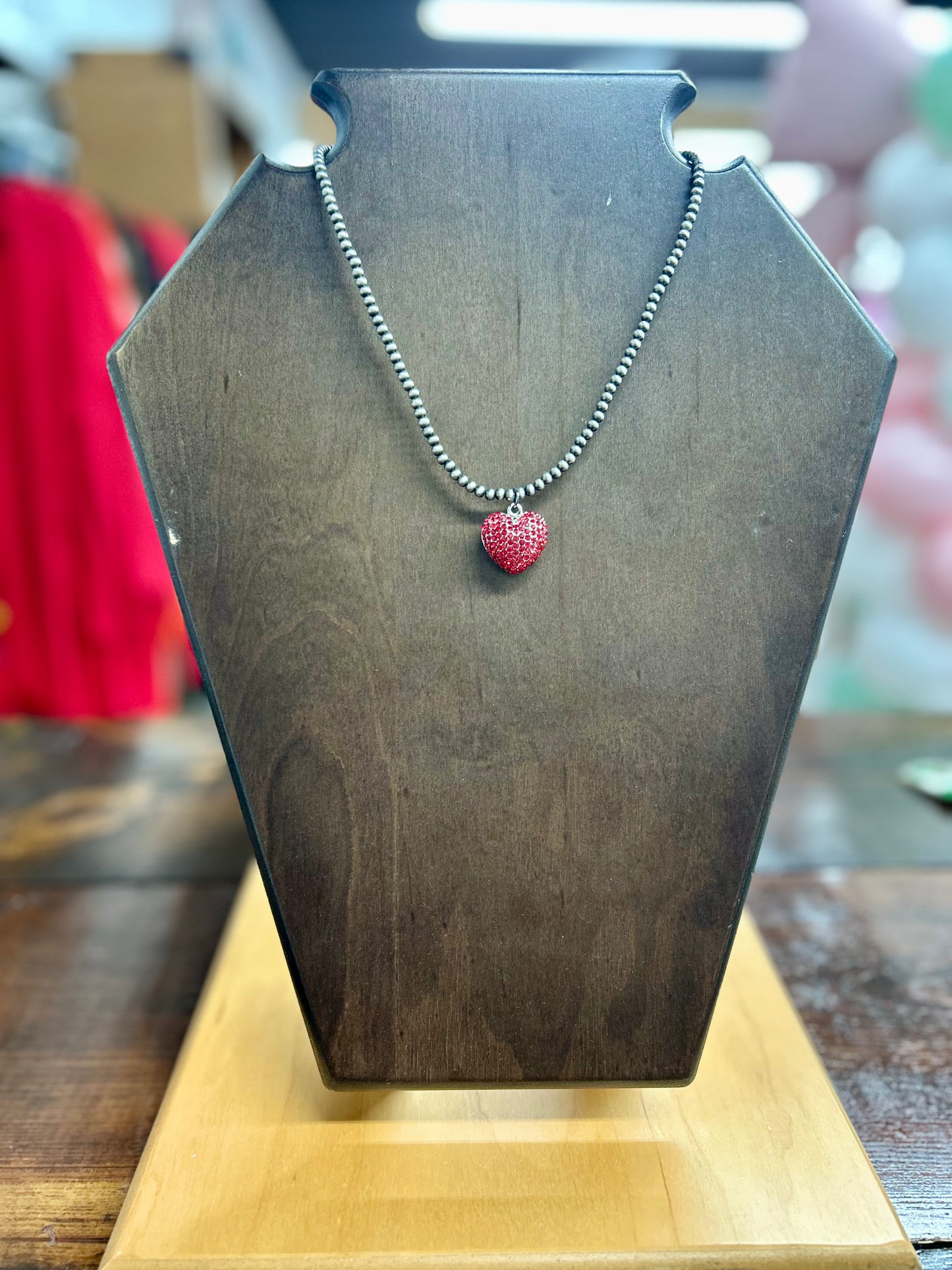 Diamond Heart Bead Necklace