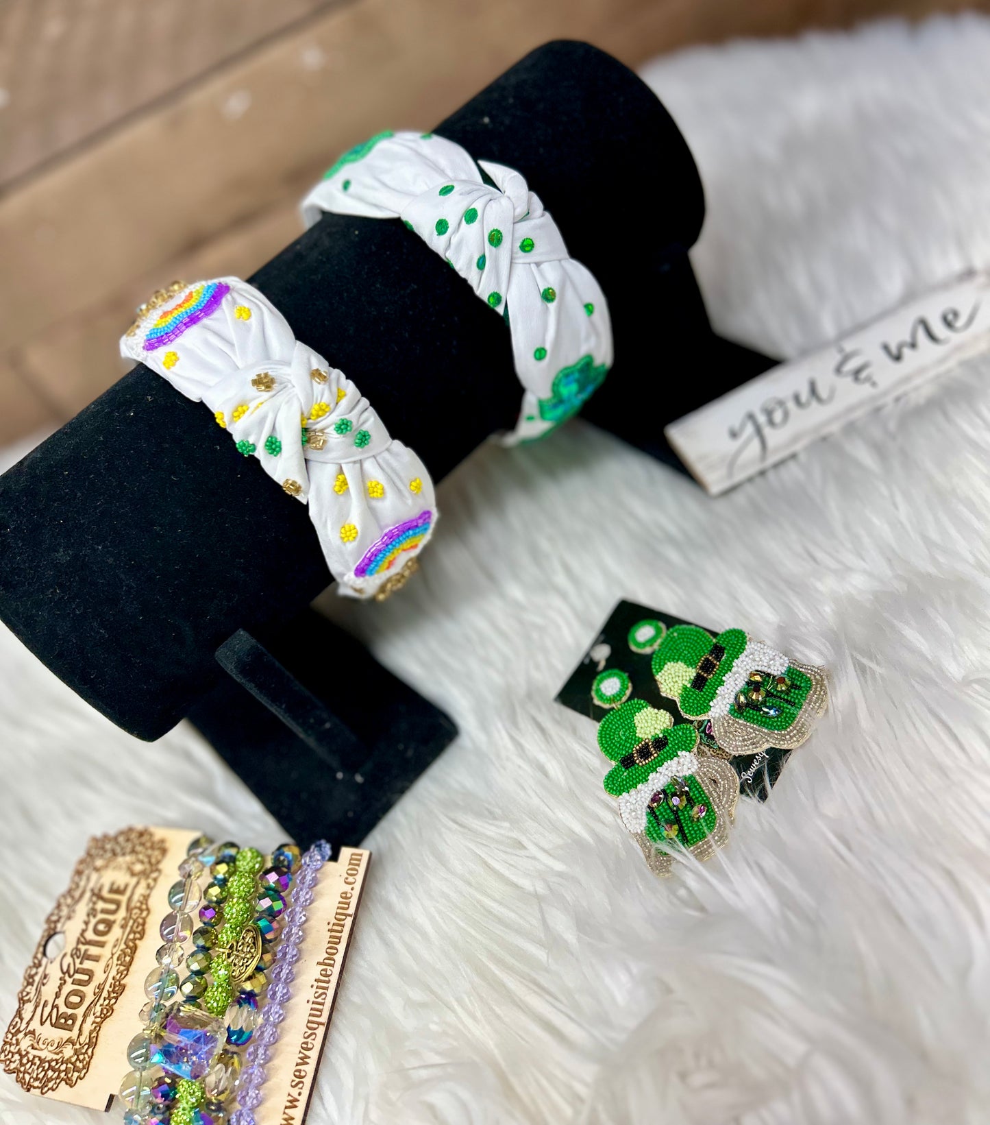 St. Patrick’s Beaded Knot Statement Headband