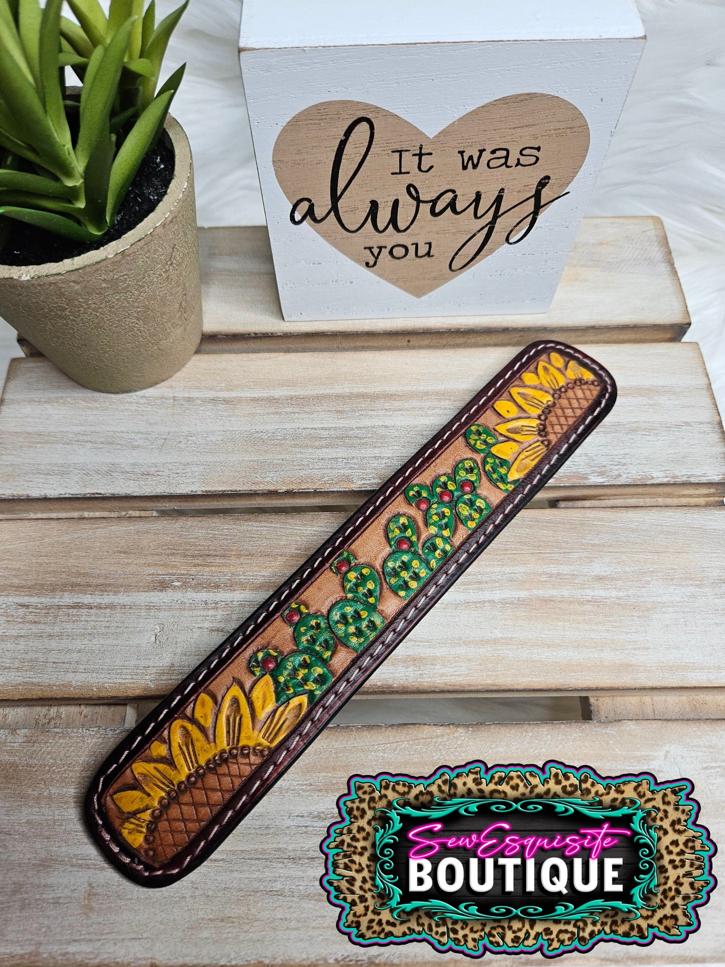 Cactus & Sunflower Leather Bracelet