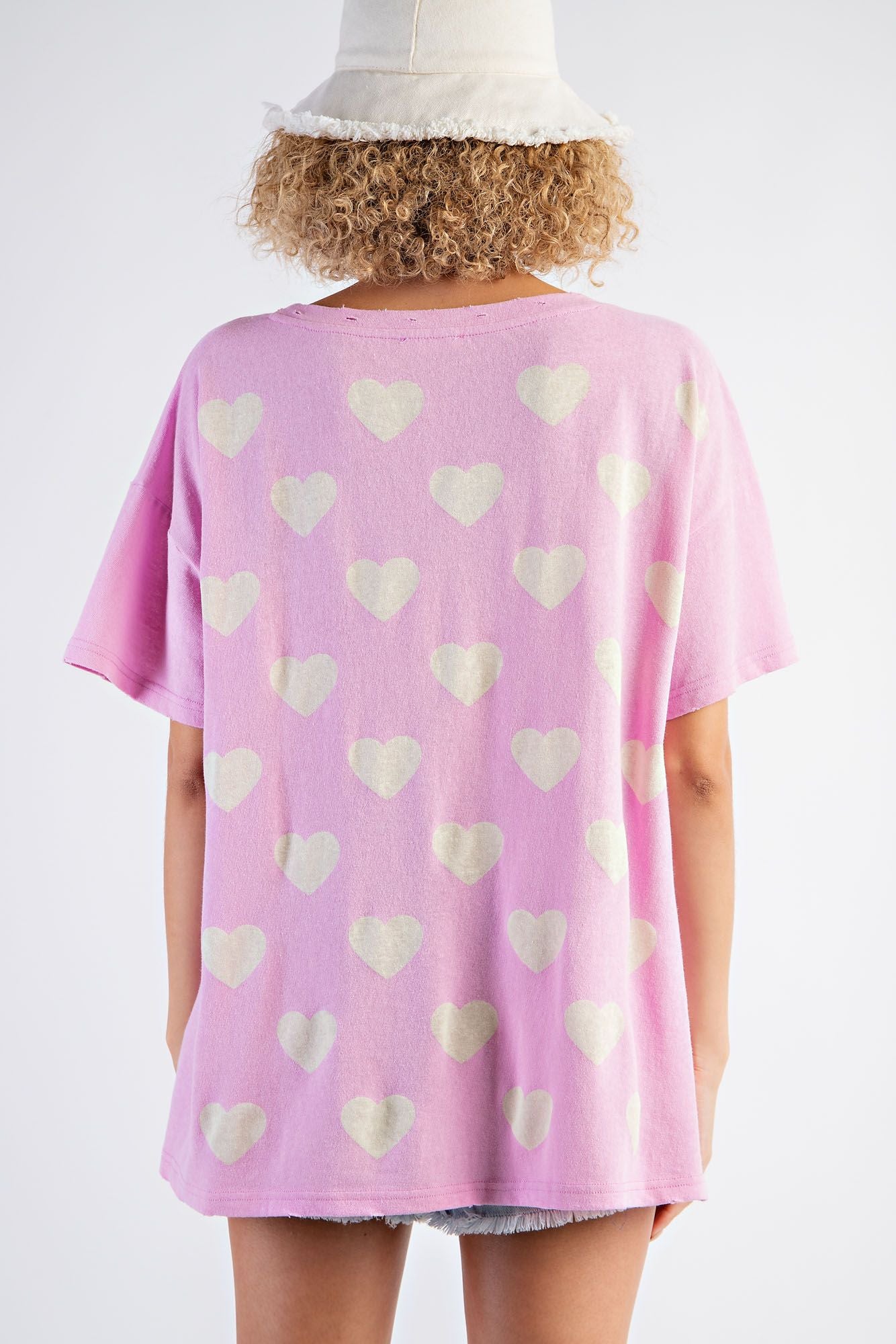 Pink Heart Cotton Knit Tee