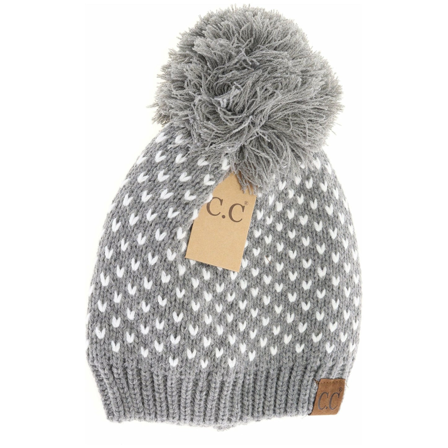 Heart Knit Pom Beanie