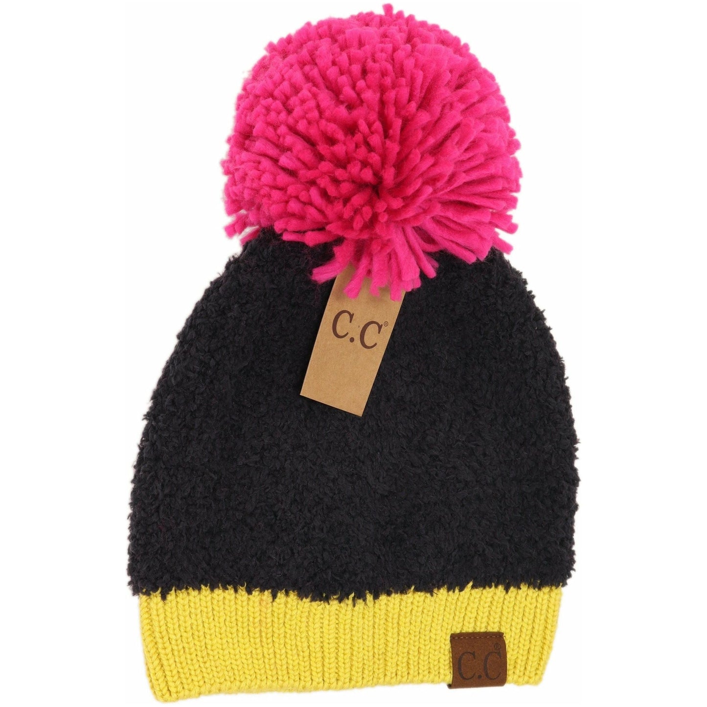 Color Block Knitted Sherpa Pom Beanie