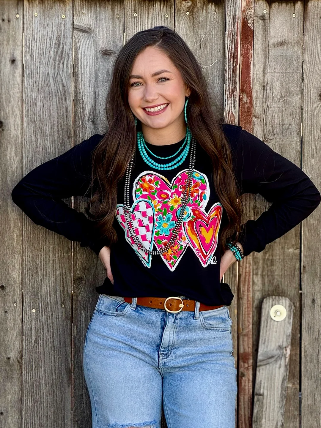 Callie Ann Stelter Trio of Hearts Long Sleeve Tee