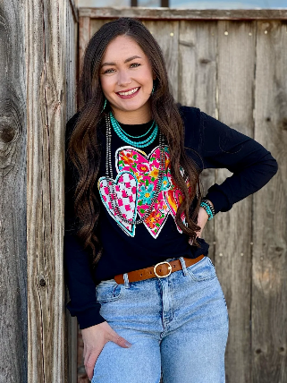 Callie Ann Stelter Trio of Hearts Long Sleeve Tee