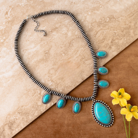 Squash Blossom Necklace-Turquoise