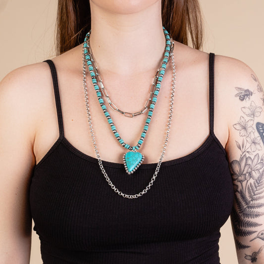 Cowgirl Layered Turquoise Heart Necklace