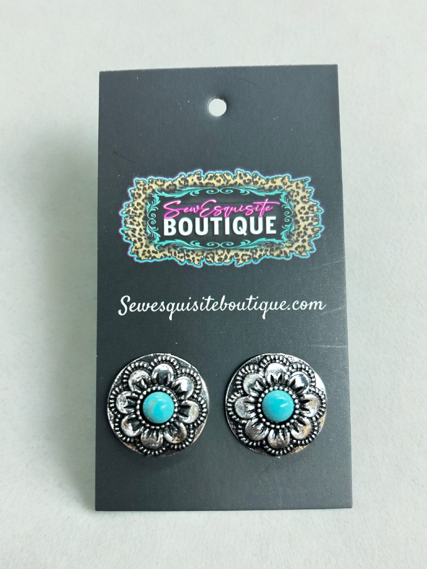 Turquoise Concho Daisy Studs