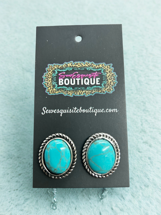 Rope Oval Turquoise Studs