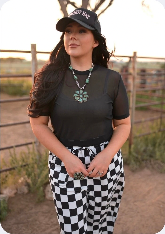 SOLID SHORT SLEEVE MESH TOPS