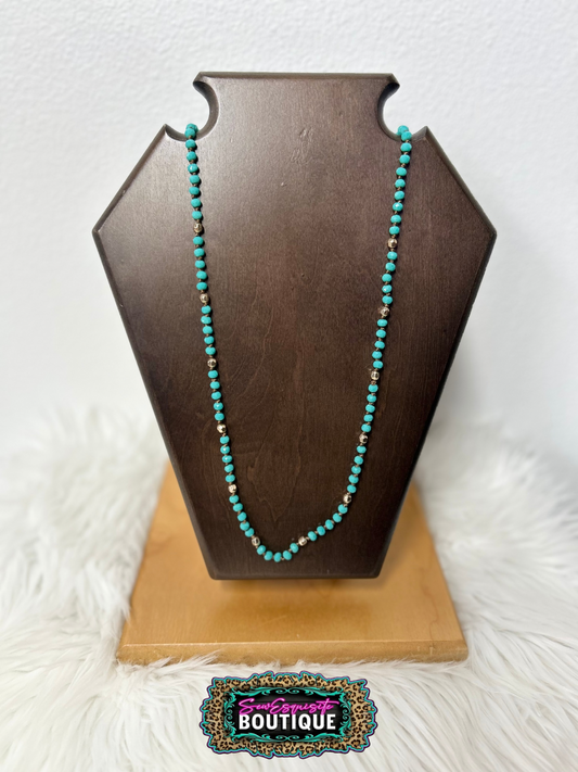 Turquoise Bronze Beaded  Necklace