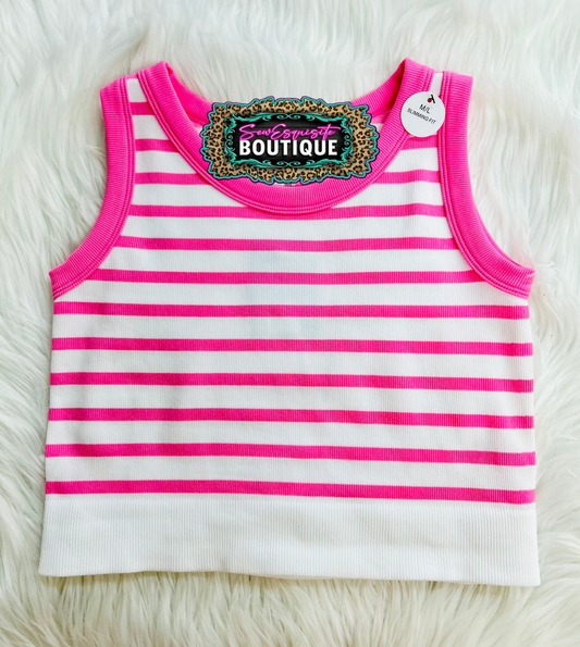 Striped Crop Top Pink/White