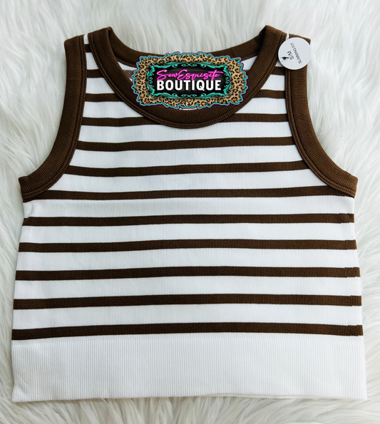 Striped Crop Top Brown/White