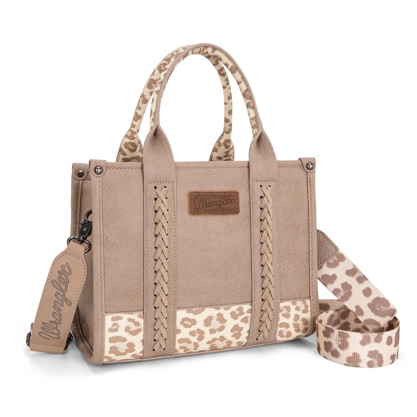 Wrangler Leopard Print Concealed Carry Tote/Crossbody - TAN