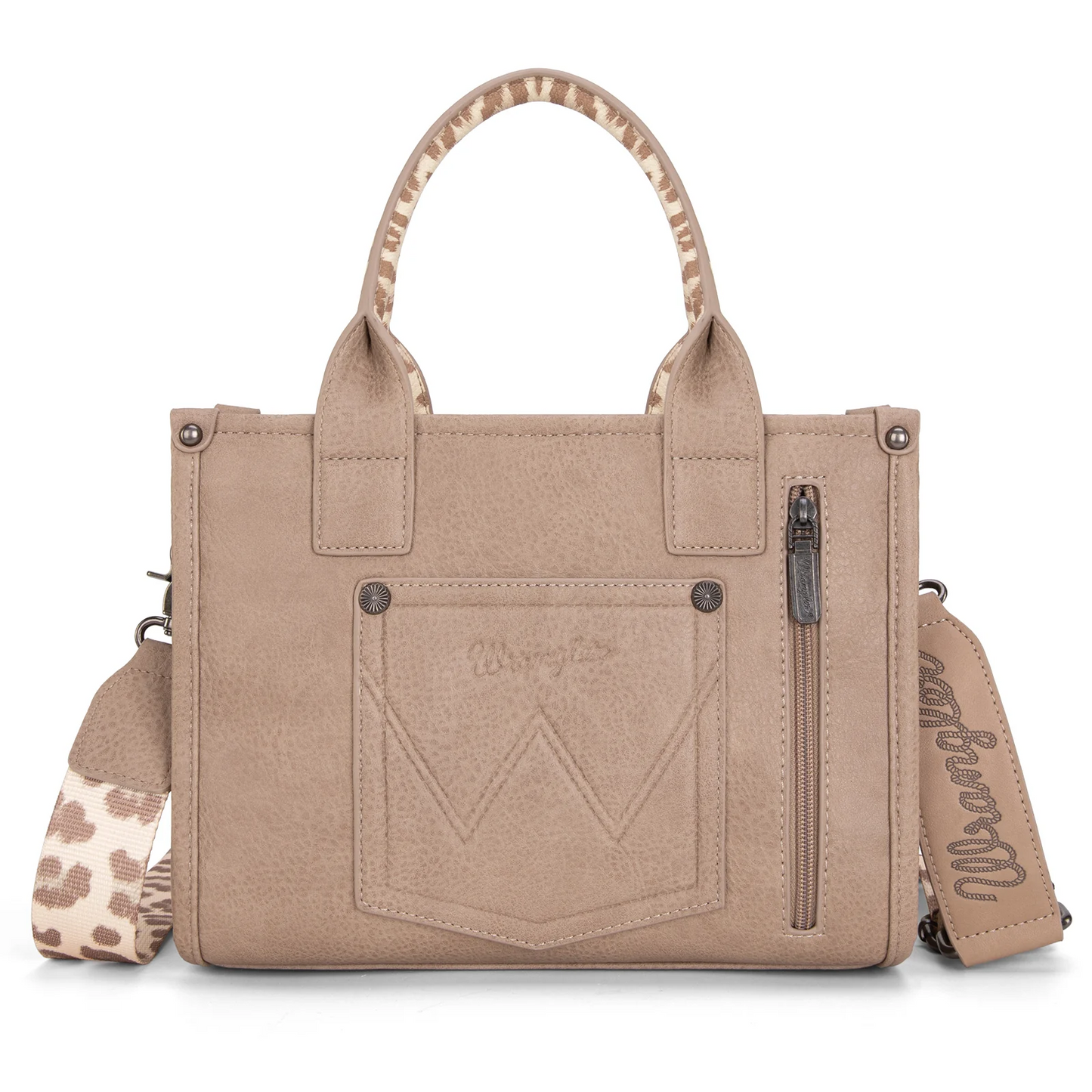 Wrangler Leopard Print Concealed Carry Tote/Crossbody - TAN