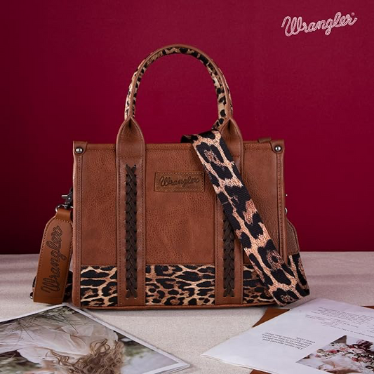 Wrangler Leopard Print Concealed Carry Tote/Crossbody - LEOPARD