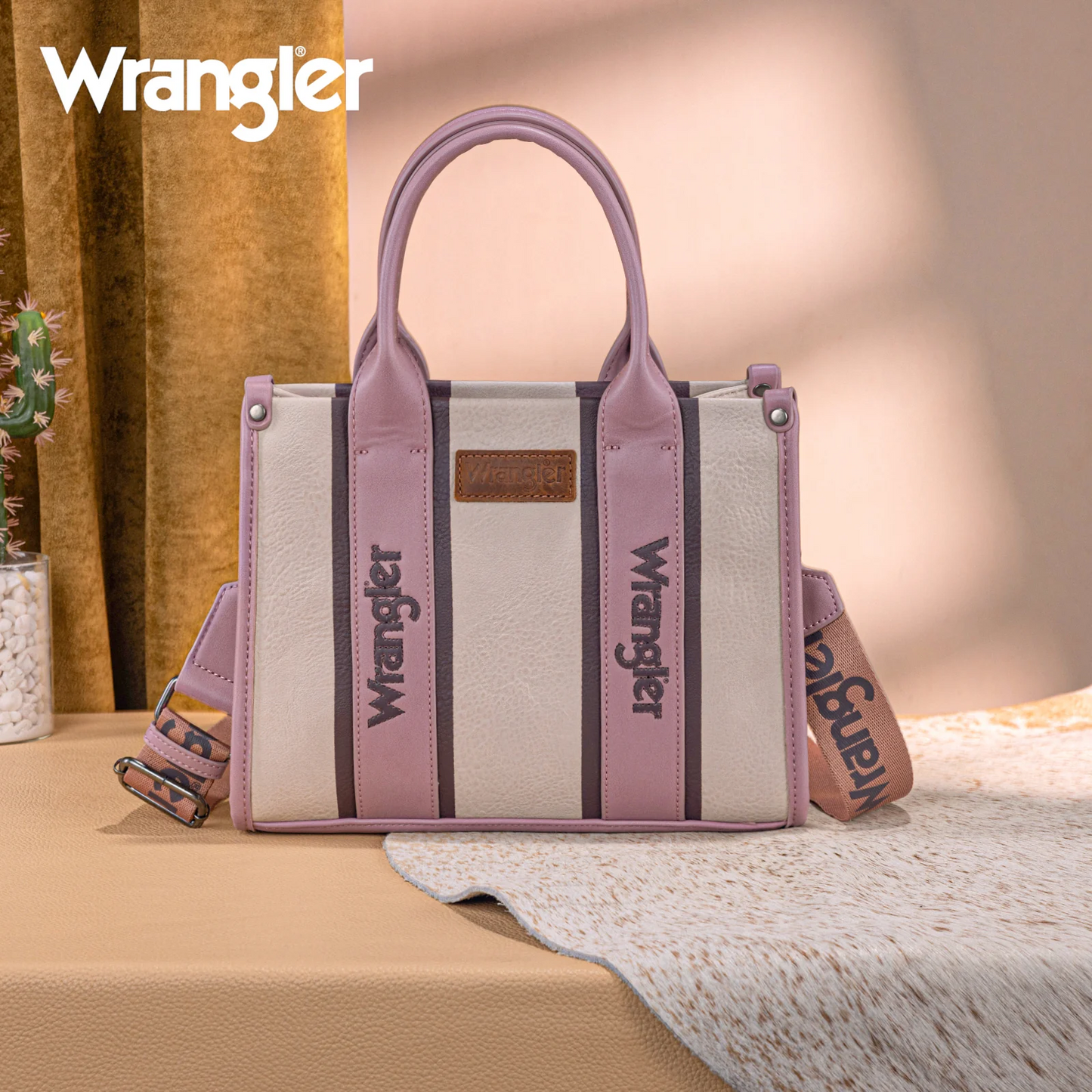 Wrangler Color Block Tote/Crossbody - DARK PINK